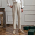 Mid-High Waist Straight Cropped British Pants